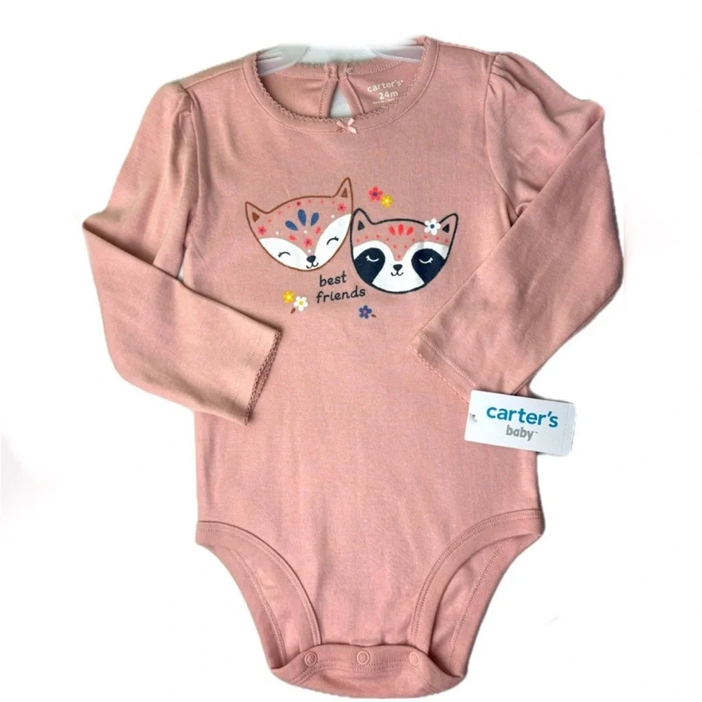 NWT long sleeve onesie cartoon fox Jimothy raccoon Red Panda graphic bodysuit